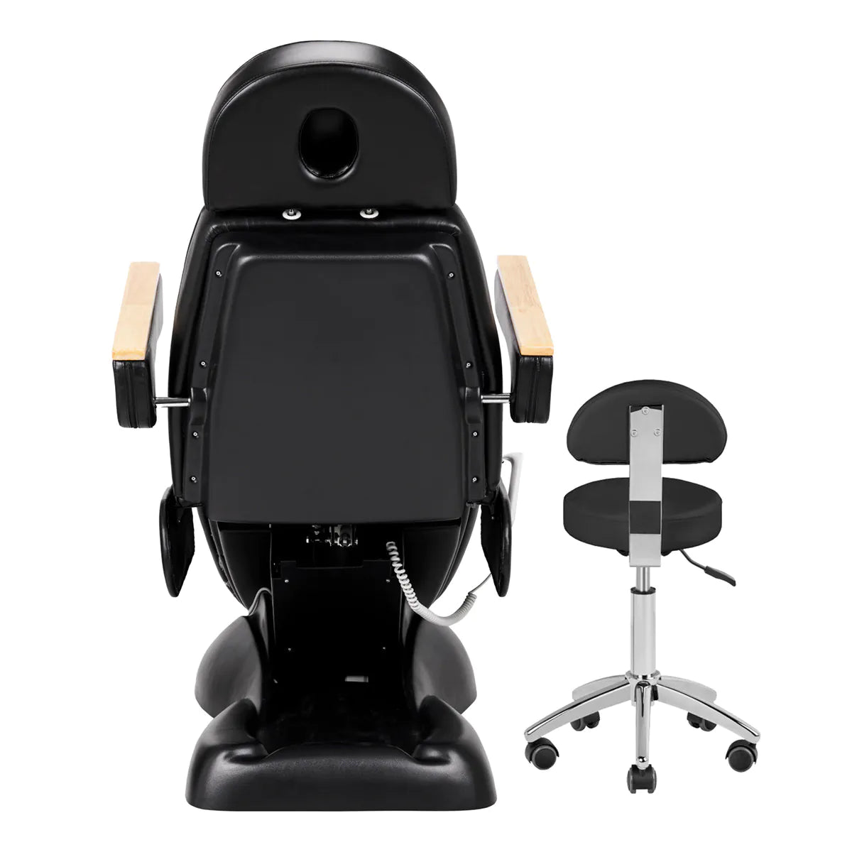 SILLON Lux 273b elektrischer Kosmetikstuhl + 304 Hocker, schwarz