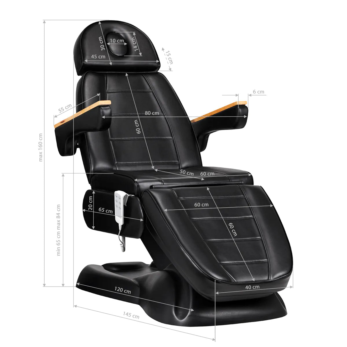 SILLON Lux 273b elektrischer Kosmetikstuhl + 304 Hocker, schwarz