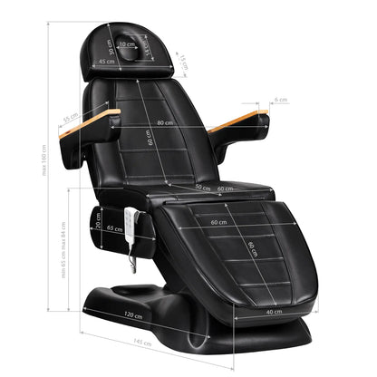 SILLON Lux 273b elektrischer Kosmetikstuhl + 304 Hocker, schwarz
