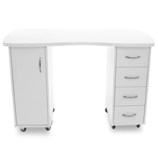 2027 white desk with two cabinets