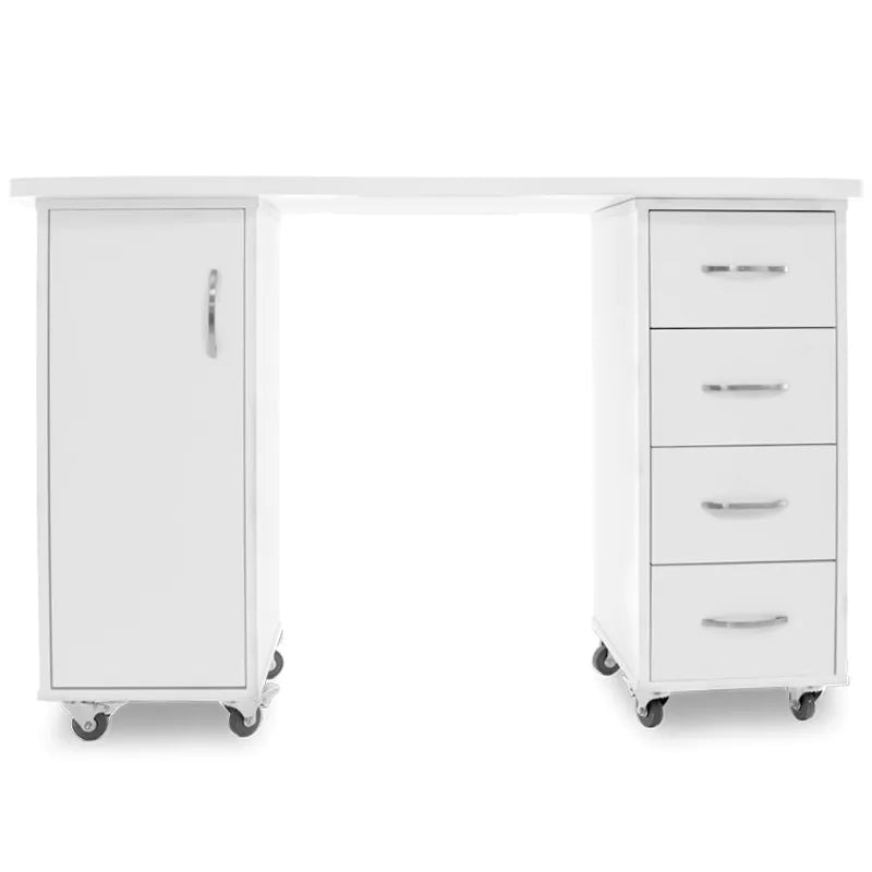 2027 white desk with two cabinets