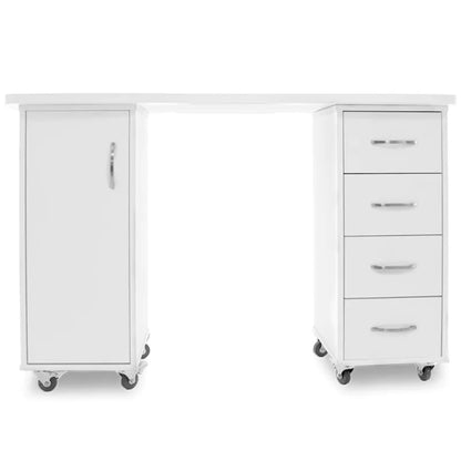 2027 white desk with two cabinets