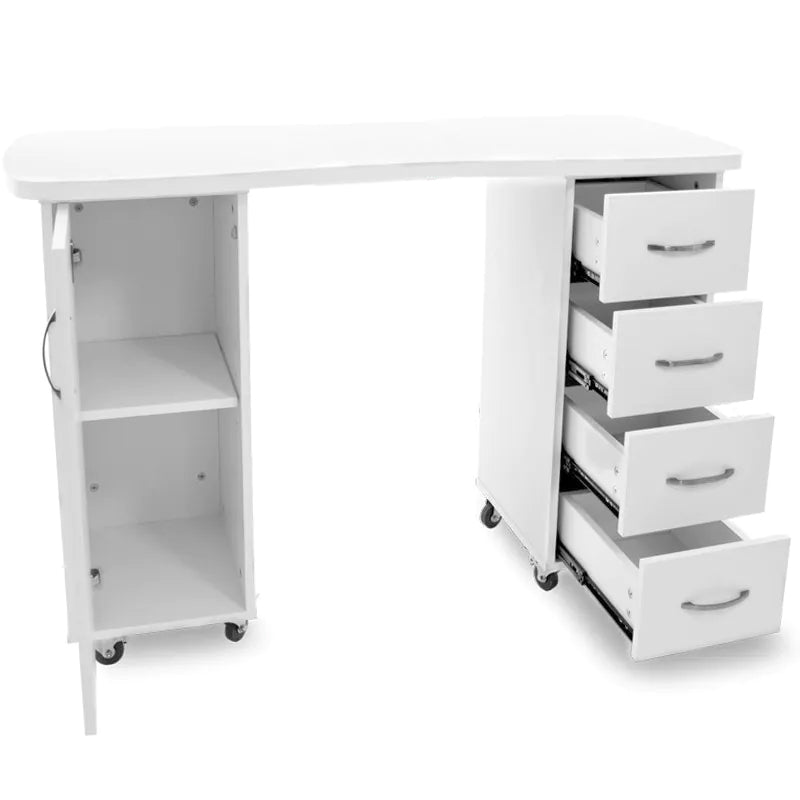 2027 white desk with two cabinets