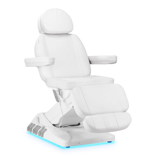 SILLON Luxusní elektrické kosmetické křeslo, 3 motory, bílé, nožní ovládání 