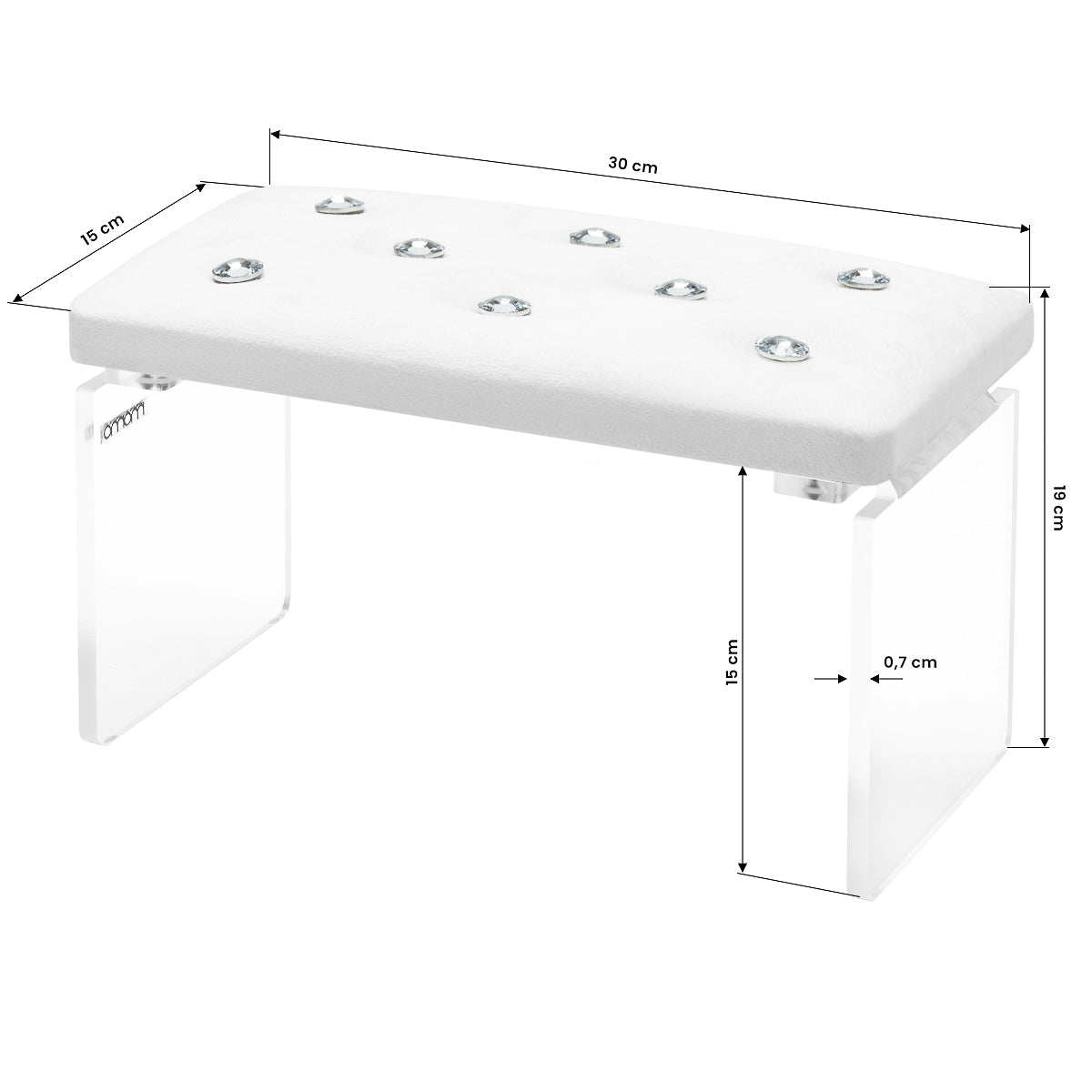 Momo Diamond Velour manicure support, white