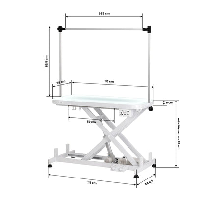 Electric grooming table P4W 3 with lighting, white