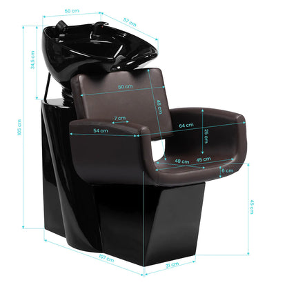 Gabbiano hairdressing wash unit Mataro Brown