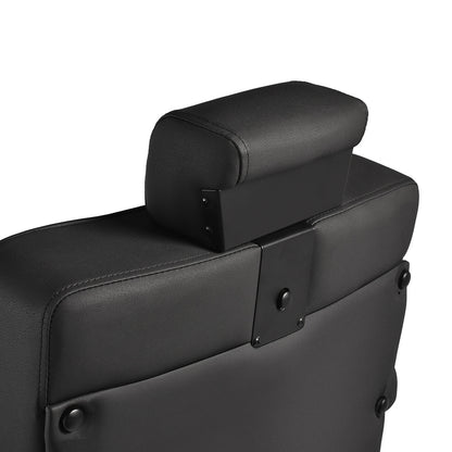 Gabbiano Levi barber chair with black frame black without stitching at the back