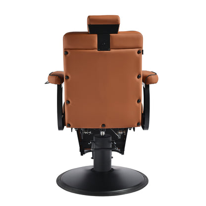 Gabbiano Levi barber chair with black frame brown without stitching at the back