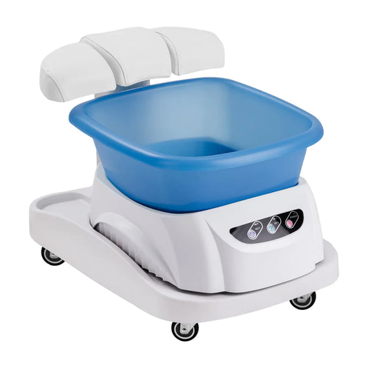 Duschwanne Azzurro mit Massagefunktion und weißem Rollwagen