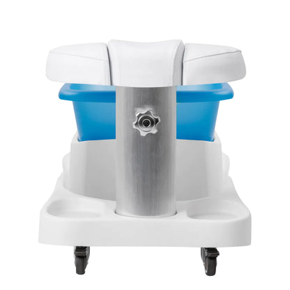 Azzurro shower tray with massager and white trolley