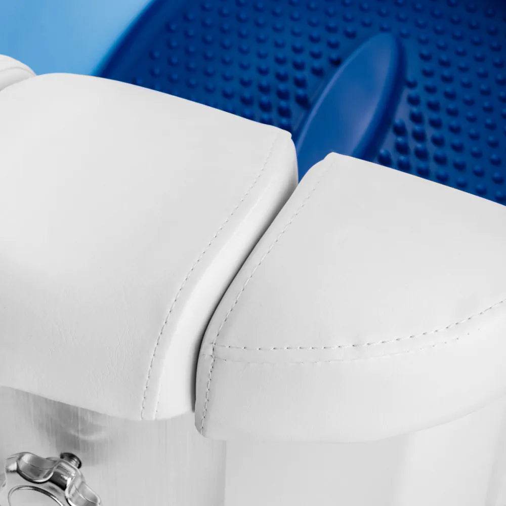 Azzurro shower tray with massager and white trolley