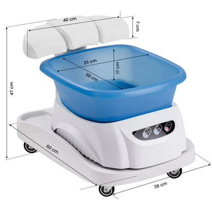 Azzurro shower tray with massager and white trolley