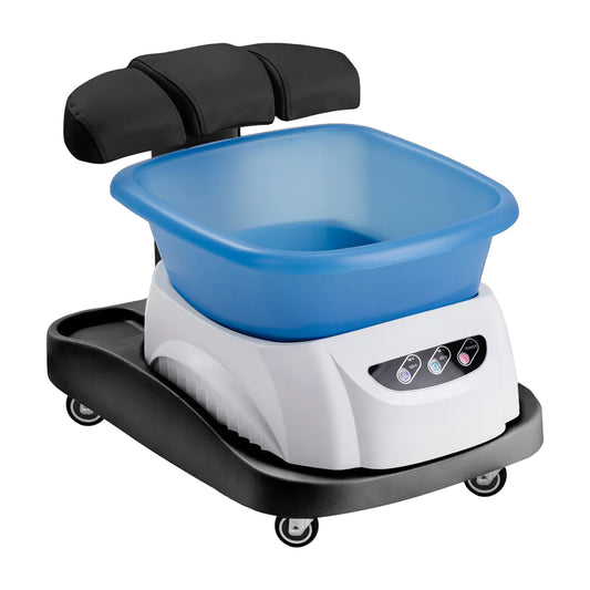 Duschwanne Azzurro mit Massagefunktion und weißem Rollwagen