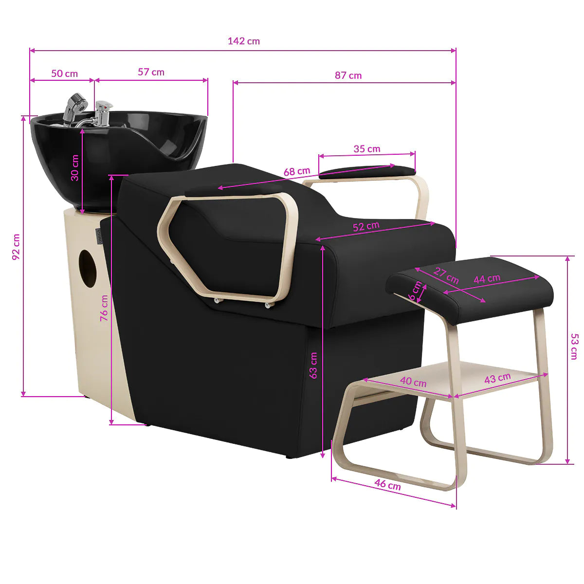 Friseurwaschanlage Omega Marina schwarz