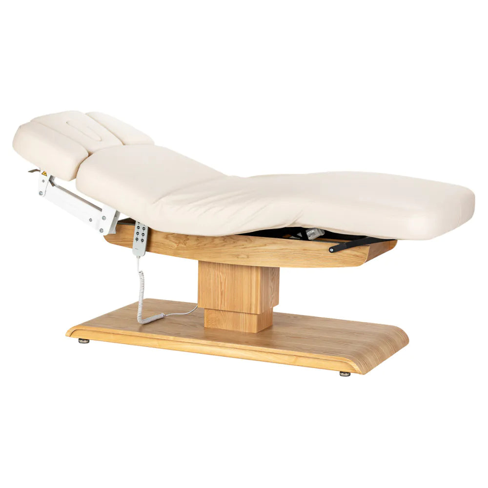 Sessel Relaxliege Sillon Relax creme mit hellbraunem Untergestell