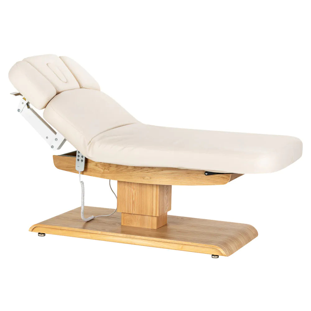 Sessel Relaxliege Sillon Relax creme mit hellbraunem Untergestell