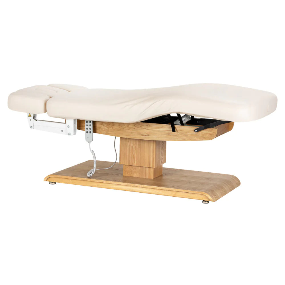 Sessel Relaxliege Sillon Relax creme mit hellbraunem Untergestell