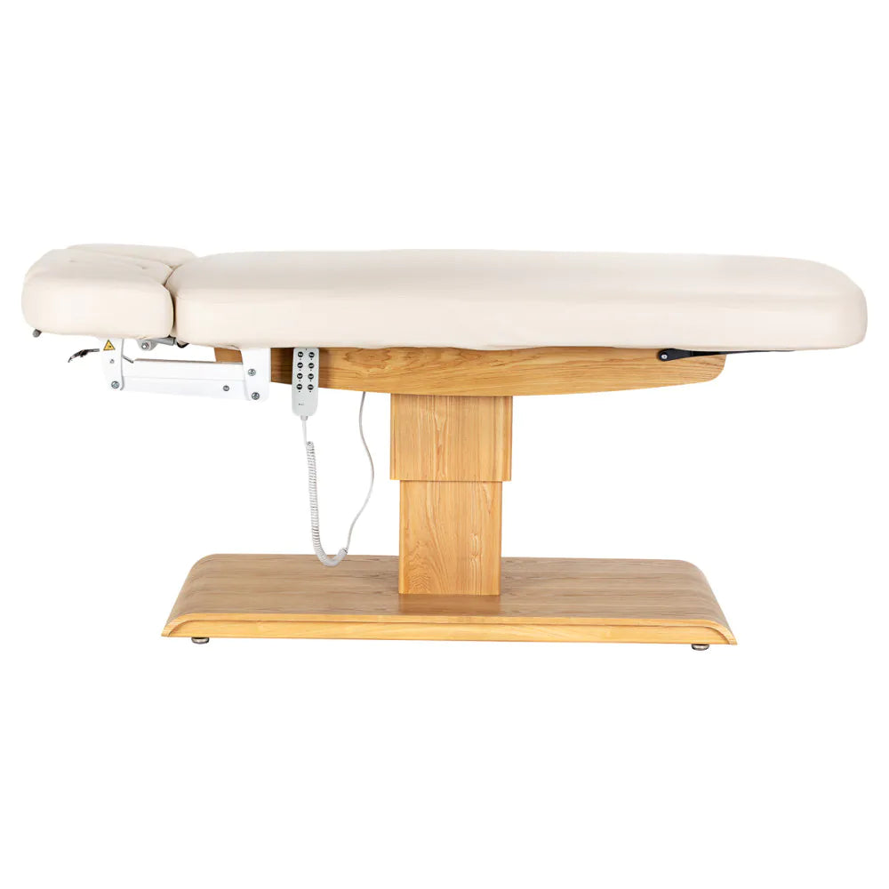 Sessel Relaxliege Sillon Relax creme mit hellbraunem Untergestell