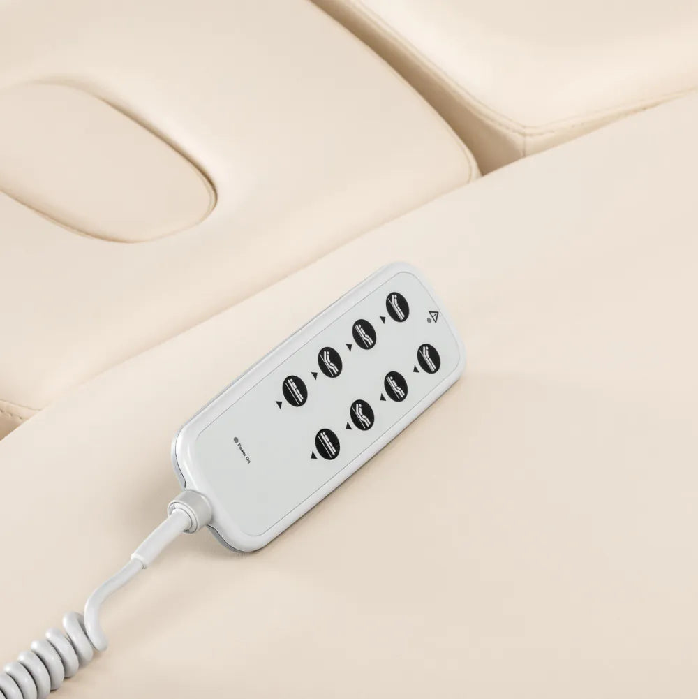 Sessel Relaxliege Sillon Relax creme mit hellbraunem Untergestell
