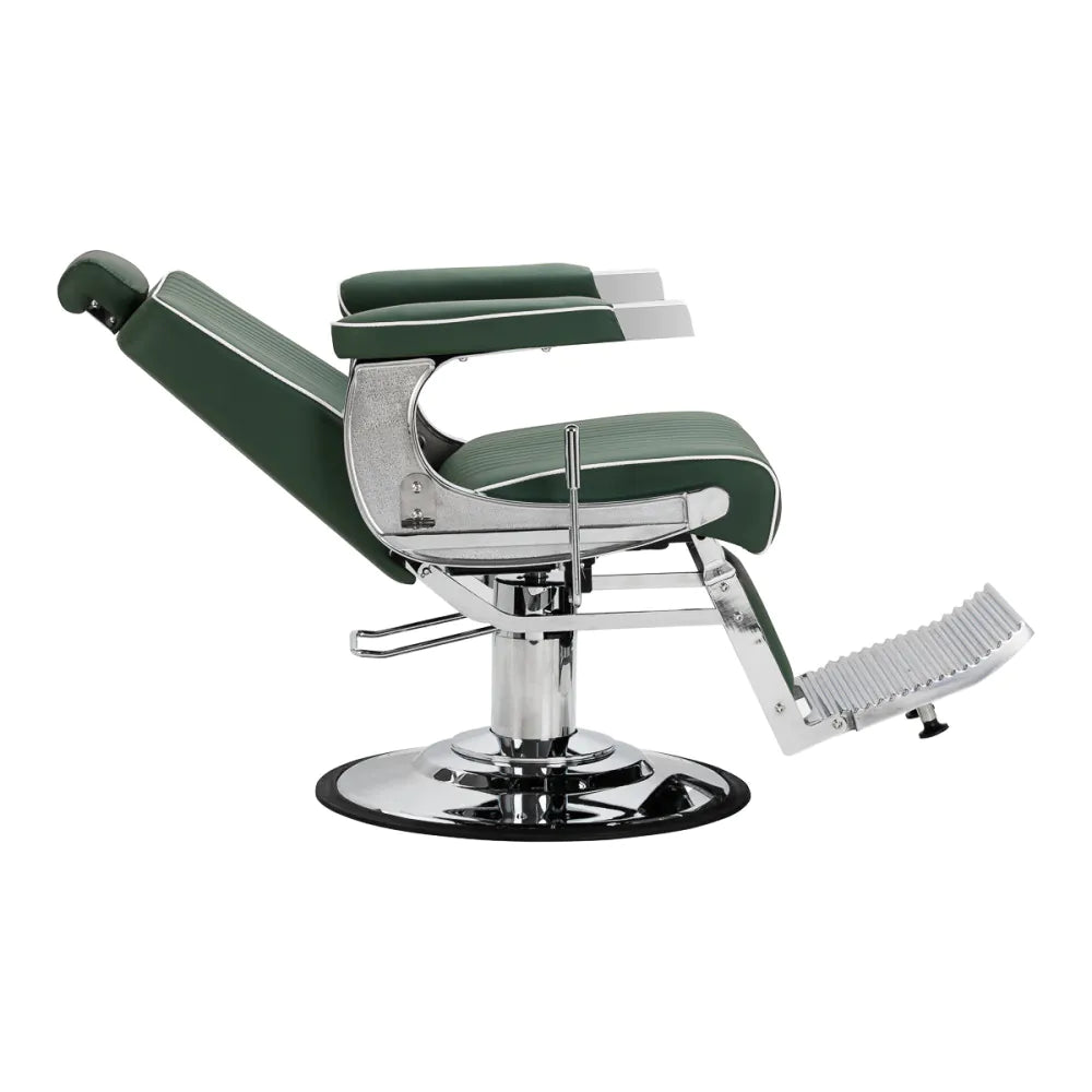 Gabbiano Visionerio barber chair green chrome frame