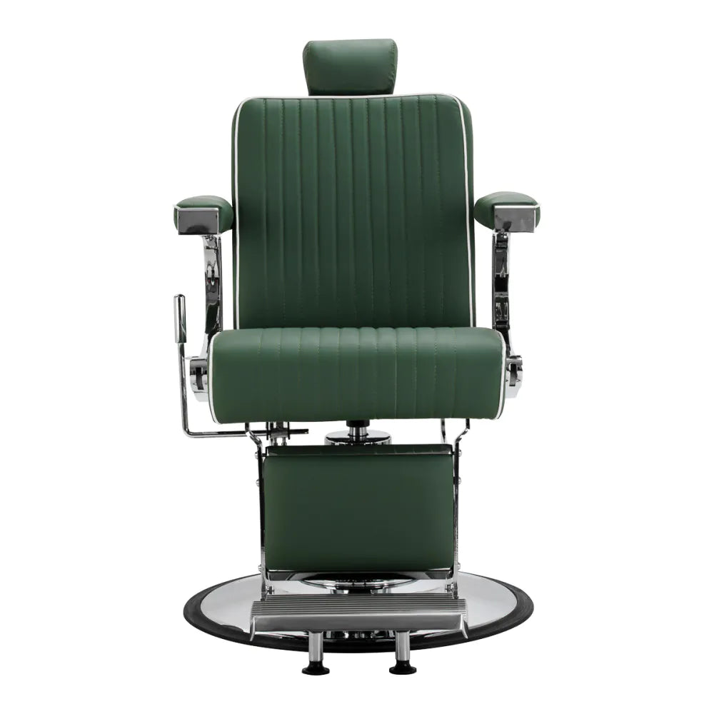 Gabbiano Visionerio barber chair green chrome frame