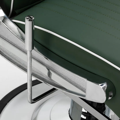 Gabbiano Visionerio barber chair green chrome frame