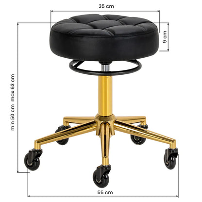 Der Gabbiano D054G Friseurhocker Gold Weiß