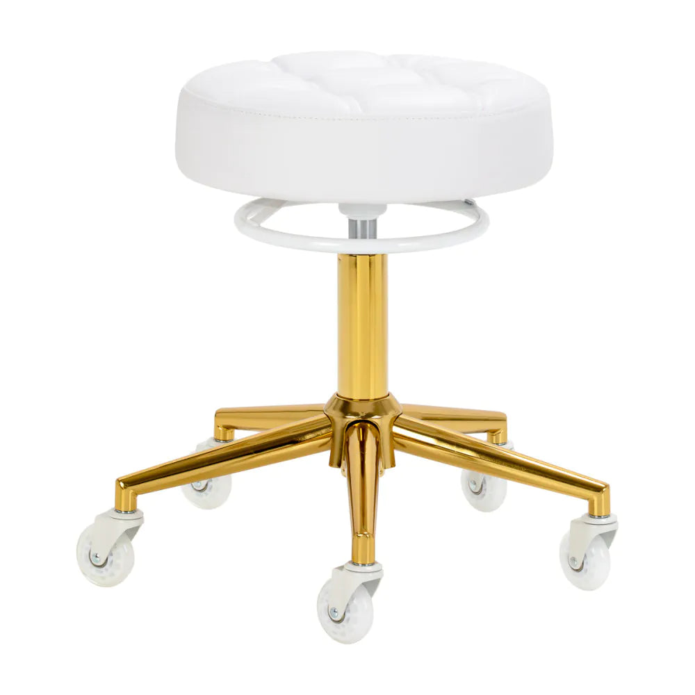 Der Friseurhocker Gabbiano D054G Gold-Weiß