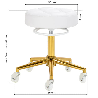 Der Friseurhocker Gabbiano D054G Gold-Weiß