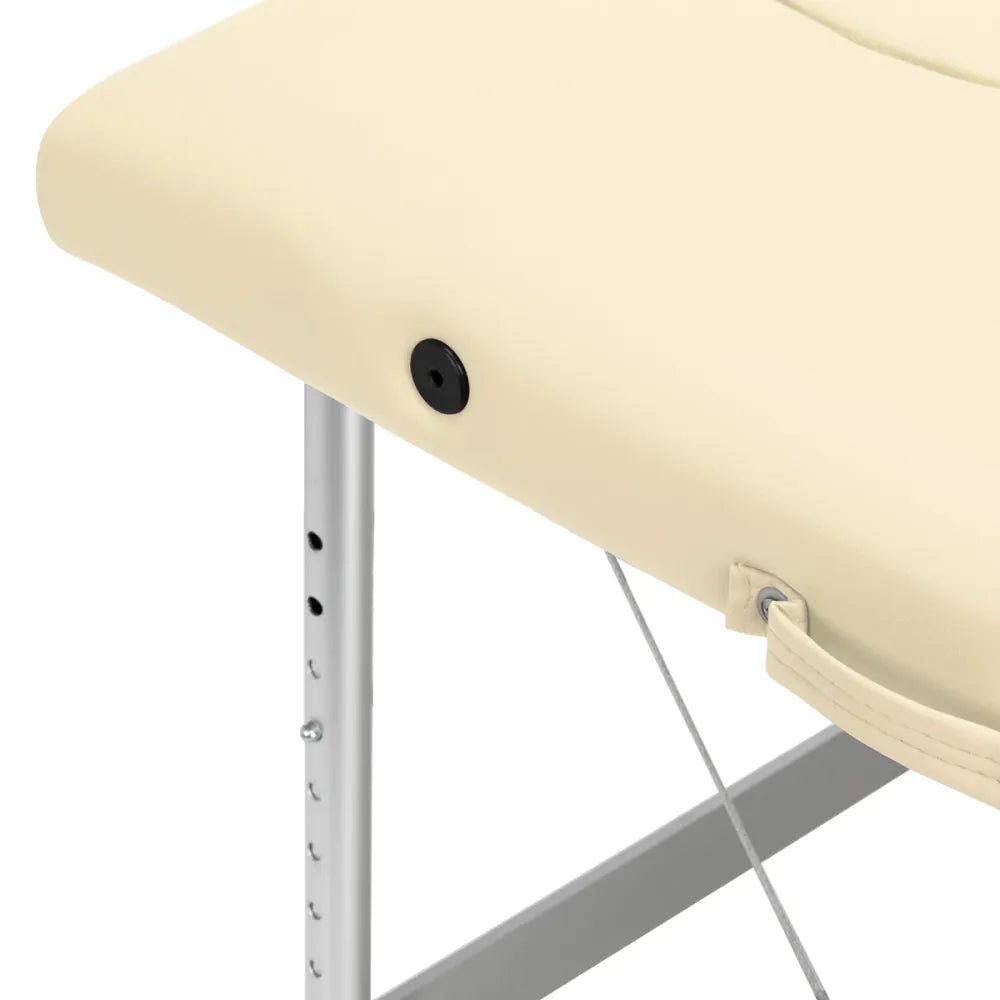 Skládací masážní stůl BALANCE hliníkový 2segmentový krémový 