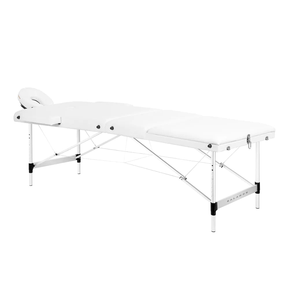 Skládací hliníkový masážní stůl BALANCE, 3 segmenty, bílý 