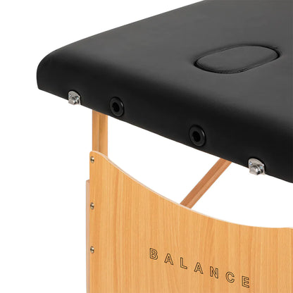 BALANCE dřevěný skládací masážní stůl 2 segmenty 190x70 černý 