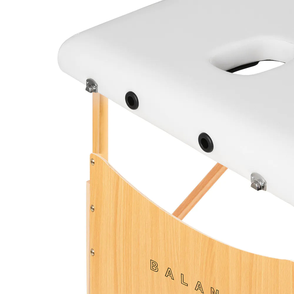 BALANCE dřevěný skládací masážní stůl 2 segmenty 190x70 bílý 