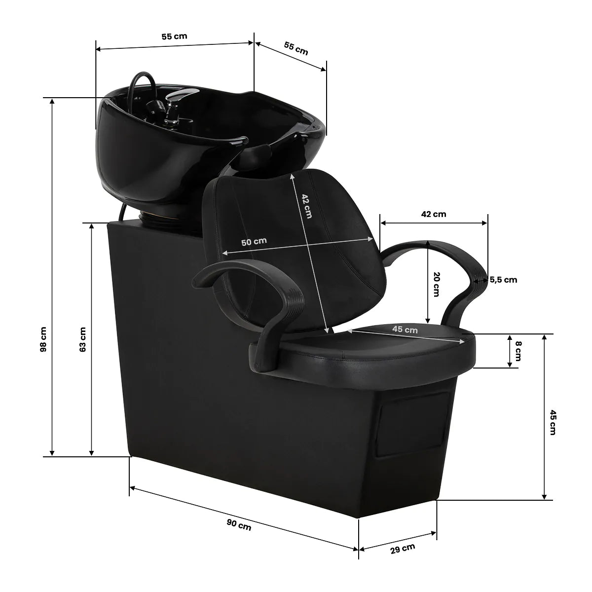 Kadeřnický mycí box Hair System Borneo černý