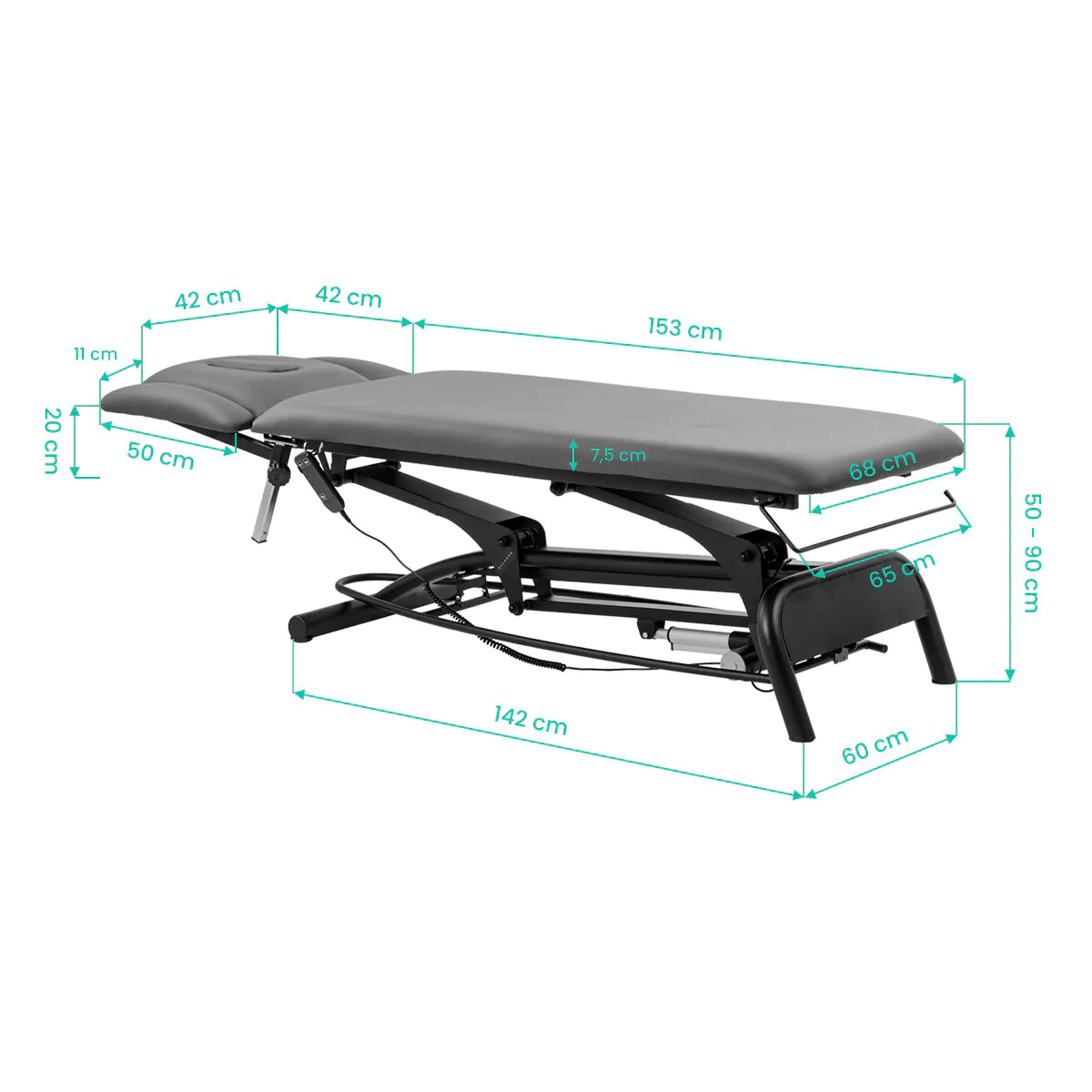 Electric rehabilitation table for massage and physiotherapy Balance Novus 4 grey