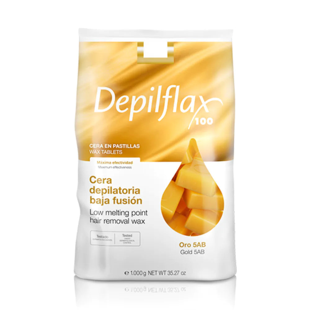 Depilflax 100 flexibles Wachs zur Haarentfernung mit niedrigem Schmelzpunkt Oro 5AB gold 1000 g