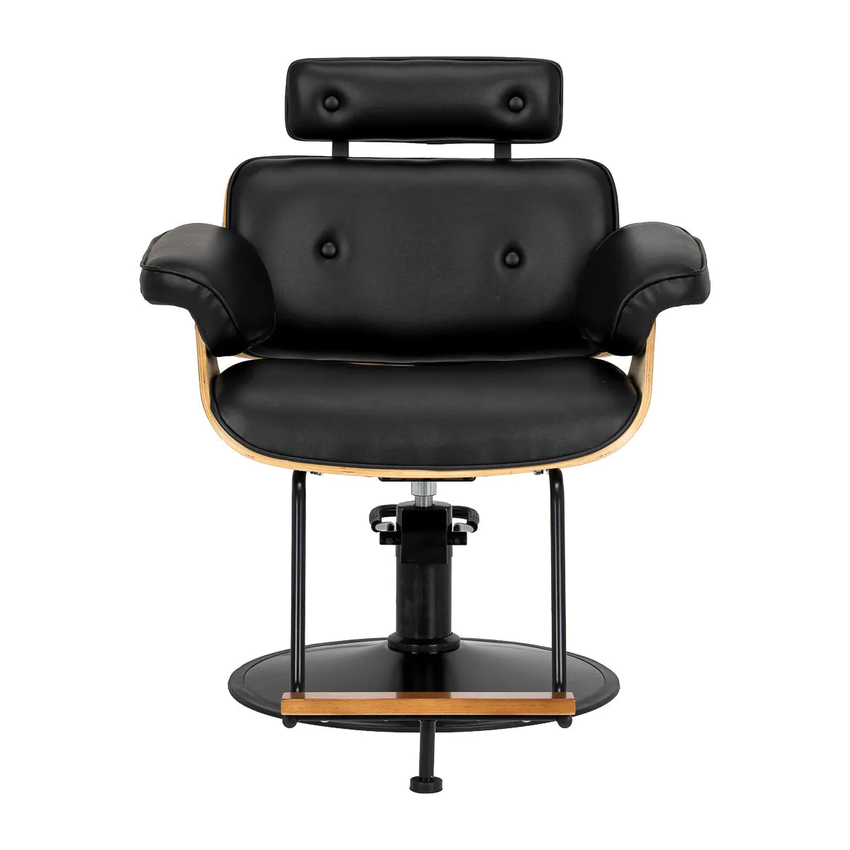 Hairdressing chair Gabbiano Florencja in black and walnut with a black base
