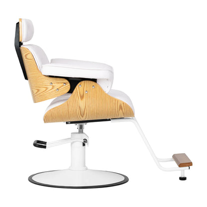 Hairdressing chair Gabbiano Florencja in white with a white base