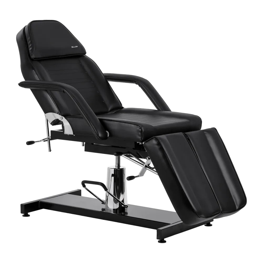 Hydraulic pedicure beauty chair Sillon 210 with rocking function and split footrest black