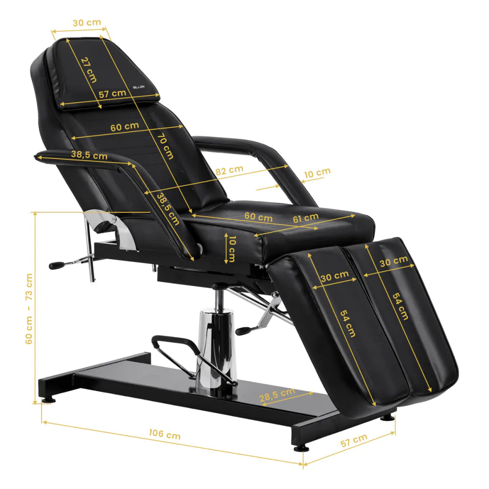 Hydraulic pedicure beauty chair Sillon 210 with rocking function and split footrest black
