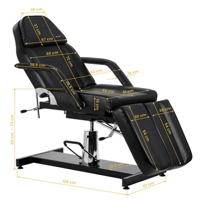 Hydraulic pedicure beauty chair Sillon 210 with rocking function and split footrest black