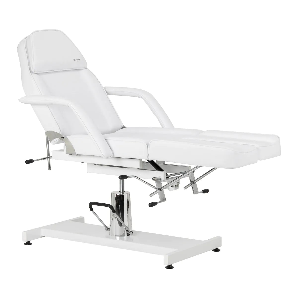 Hydraulic pedicure beauty chair Sillon 210 with rocking function and split footrest white