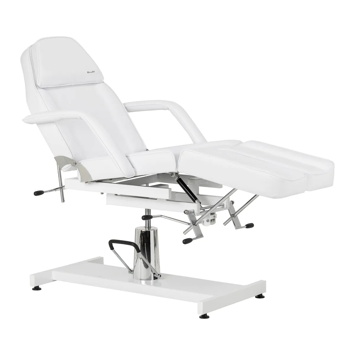 Hydraulic pedicure beauty chair Sillon 210 with rocking function and split footrest white