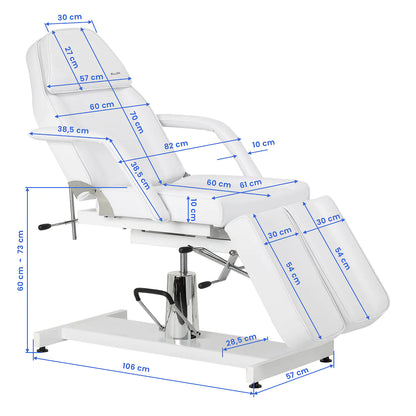 Hydraulic pedicure beauty chair Sillon 210 with rocking function and split footrest white