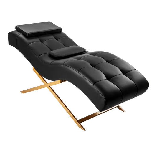 Sillon Alba schwarzer Wimpernbehandlungsstuhl mit goldenem Fuß