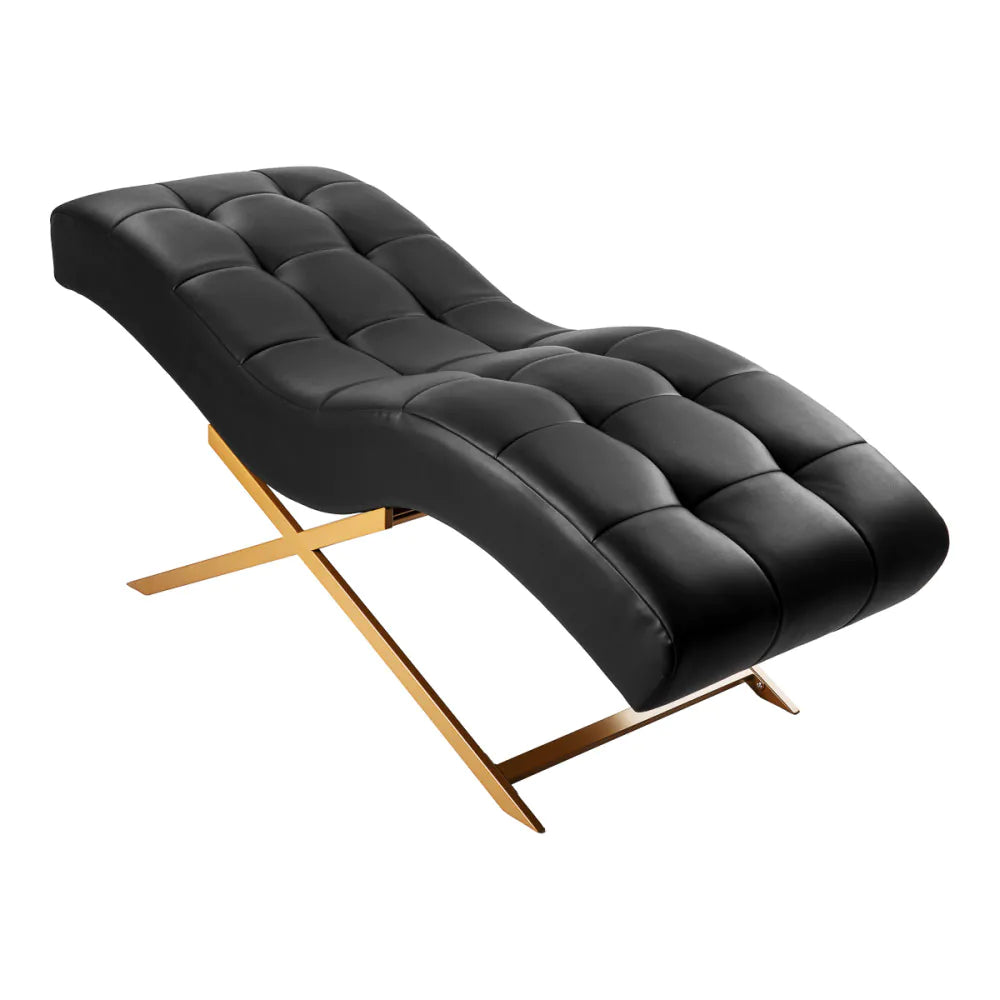 Sillon Alba schwarzer Wimpernbehandlungsstuhl mit goldenem Fuß