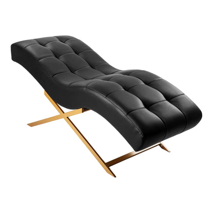 Sillon Alba schwarzer Wimpernbehandlungsstuhl mit goldenem Fuß