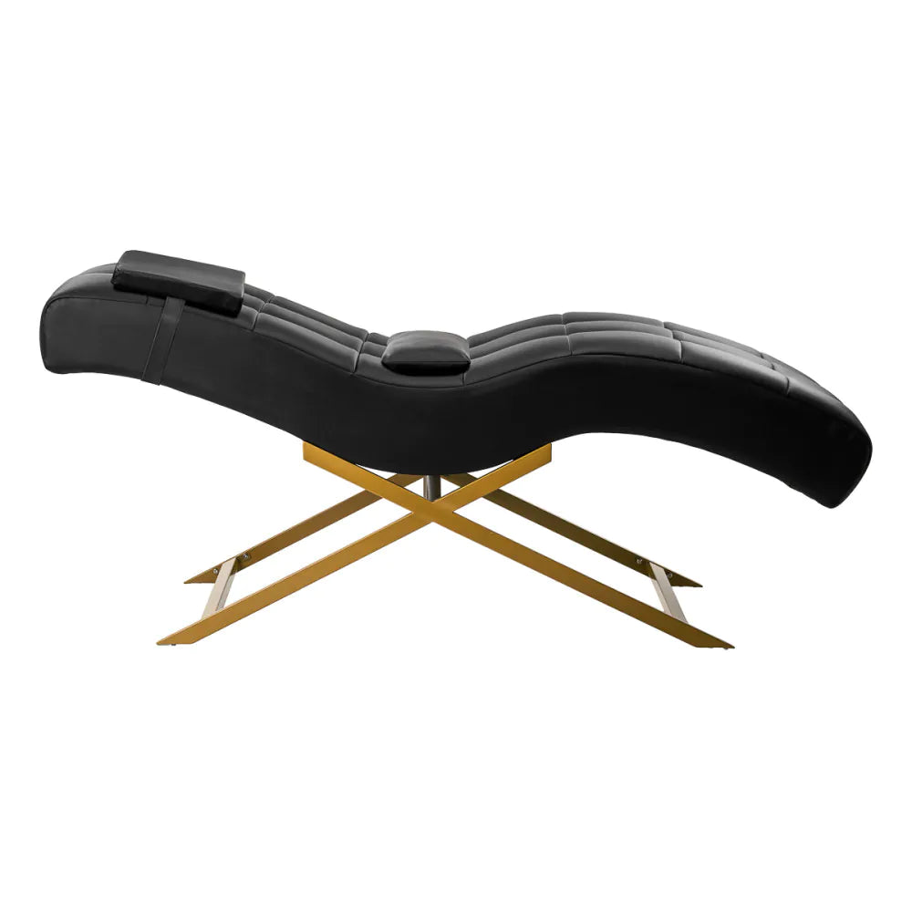 Sillon Alba schwarzer Wimpernbehandlungsstuhl mit goldenem Fuß