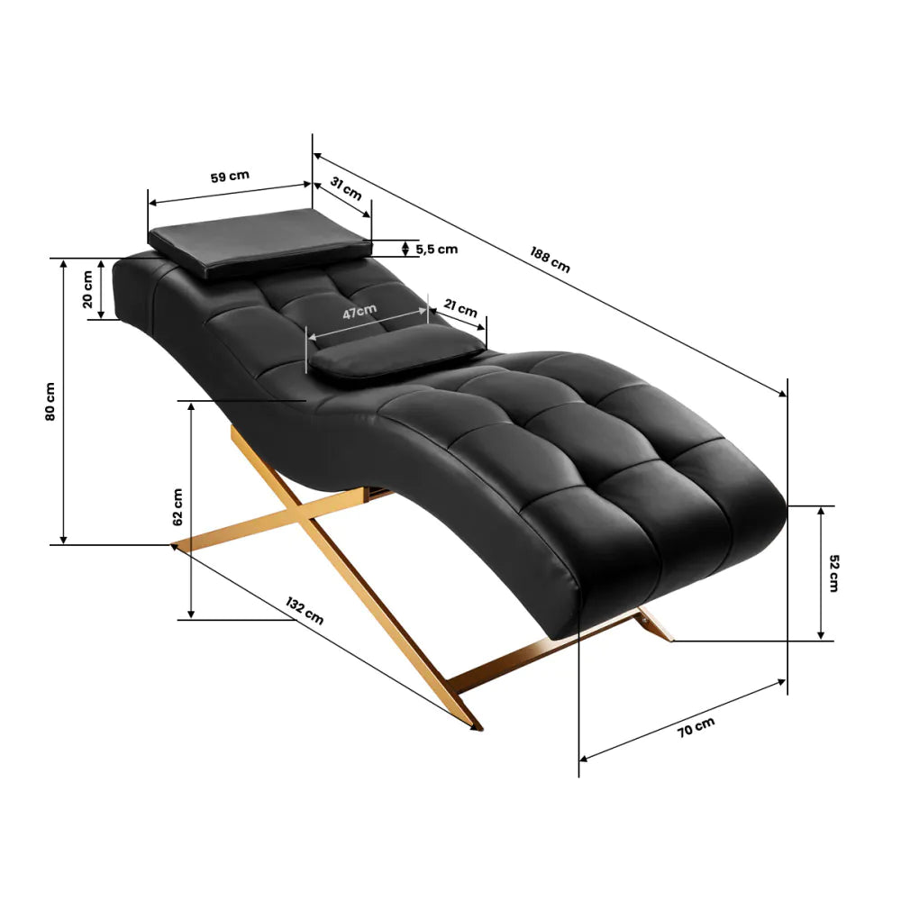 Sillon Alba schwarzer Wimpernbehandlungsstuhl mit goldenem Fuß